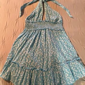 Aerie Floral Cross Neck Strap Dress